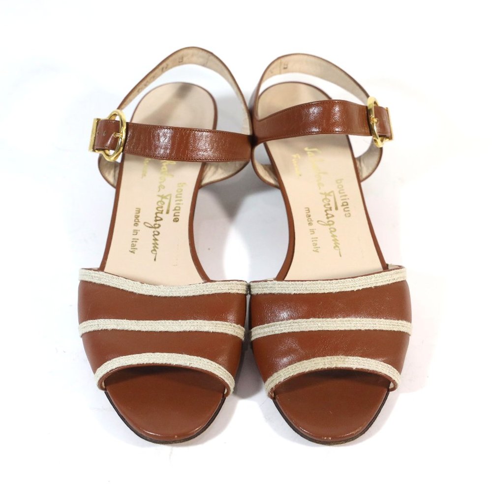 Brown and Cream Leather Sandals